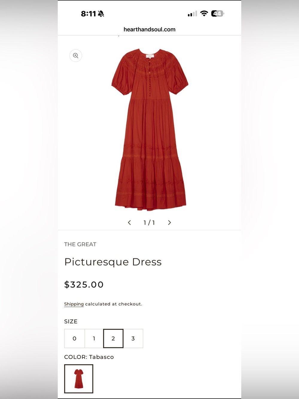 The GREAT. Burnt Orange Embroidered Maxi Dress | Size 2 (medium) - Picture 6 of 6